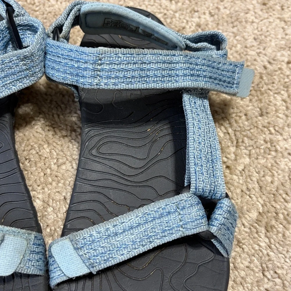Teva Hurricane XLT2 sandals in a light blue color. Size 2
